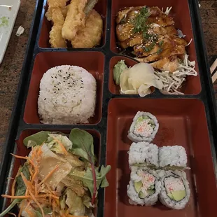 Chicken teriyaki and tempura bento