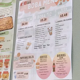 Boba Menu