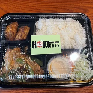salmon bento box with Hoki Rolls