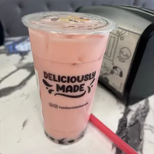 Strawberry Milk Tea and Tapioca Boba