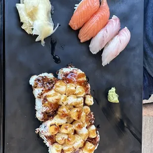 Scallop rolls and nigiri