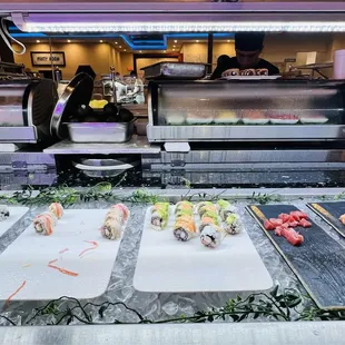 interior, sushi and sashimi