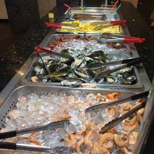 a variety of seafoods