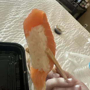 Good ratio of fish to rice in 2 Salmon Sushi