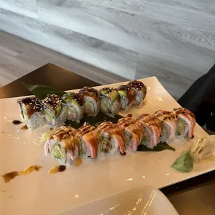 Dragon Roll (cooked) Shaggy Dog Roll (cooked)