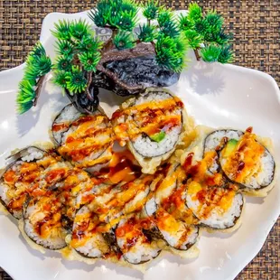 a plate of sushi