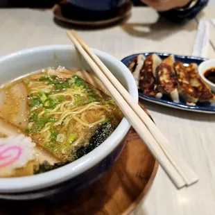 Dinner@Hokkaido Ramen Santouka 9/27/2023.My Usual order, med. Sz Shoyu Ramen &amp; side Order Gyoza.Perfect combo Meal 4me.Shared Gyoza w/David.