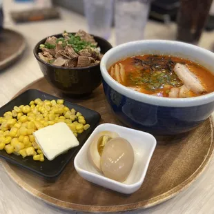 Kara Miso Char Siu Ramen &amp; Charsiu bowl COMBO + butter corn with egg :) 1/2/23