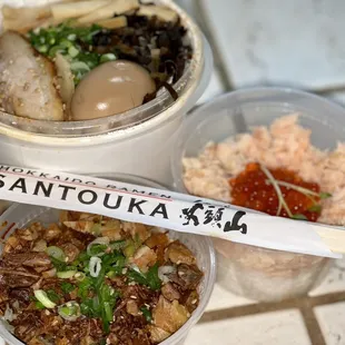 Spicy Miso Ramen, Sake Ikura rice bowl &amp; Char Siu Rice bowl