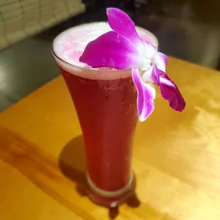 &quot;Husky Beer&quot; draft beer cocktail with red perilla (yukari /  red shiso)