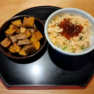 Norishio potatoes and Shiyake Ikura Gohan