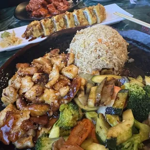 Chicken 2. Hibachi Chicken and R28. Leevilly Roll and 1. Orange Chicken