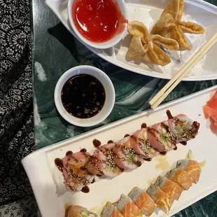 Pink Panther roll, Ichi Roll, I am finishing my crab Rangoon's