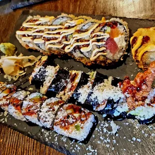 Super spider roll and sunrise roll