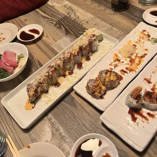 Sweet potato roll, 49er roll &amp; Tommy roll (order from bottom to top)