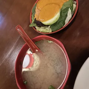 Miso soup and side salad