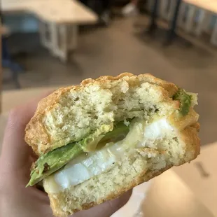 Avocado Biscuit Sandwich ($8) cross section