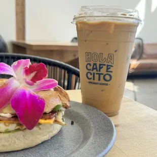 Breakfast Sandwich, Large Mazapan Latte