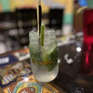 a mojit in a mason jar