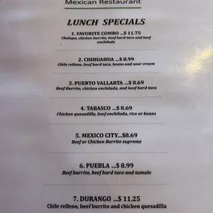 Lunch specials