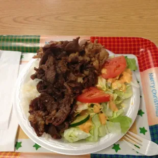 Chicken and beef teriyaki plate!