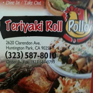 the menu for the restaurant