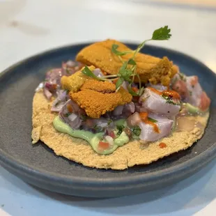 Kanpachi &amp; Uni Tostada