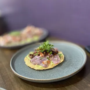 Smoked kanpachi tostada