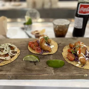 Scallop, fish, and Baja shrimp taco