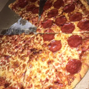 Half cheese half pepperoni