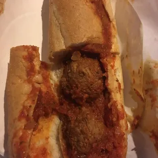 Meatball sub. Great sauce!!
