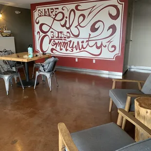 Some inside seating