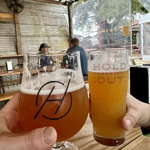 Left saison &amp; right IPA