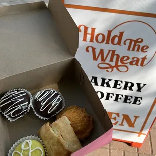 Boston cream pie, lemon spencer cake, snuggle pie, and jalapeño popper