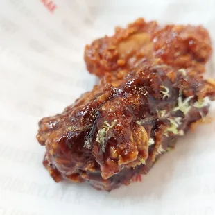 two pieces of fried chicken