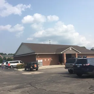 cars parked in front of the building