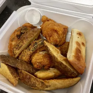 Only $5.99 - 3 pic chicken  with potatoes  and bread stick