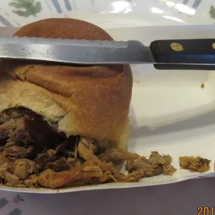 BBQ Sandwich after adding BBQ sauce to it.
