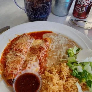Shredded beef enchiladas