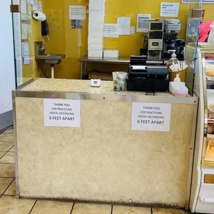 the inside of a donut shop