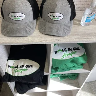 two hats on a shelf