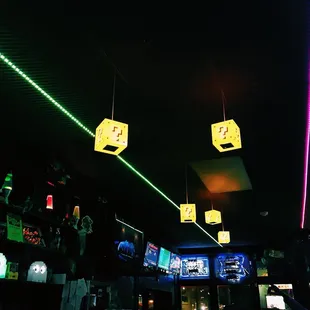 a bar with neon lights