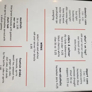 menu