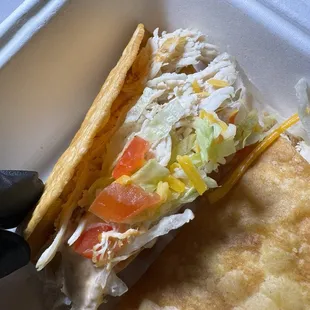 Cold dry tough chicken with basically no toppings