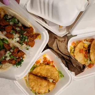 Potatoe tacos, chicken tacos