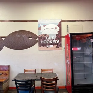 a table and chairs in a restaurant