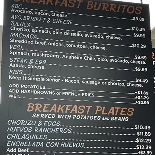 Breakfast Menu