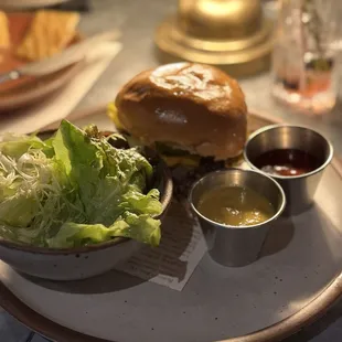 Burger &amp; side house salad