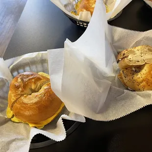 Bagel and breakfast sandwich (yum)