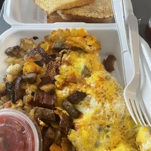 Omelette with toast